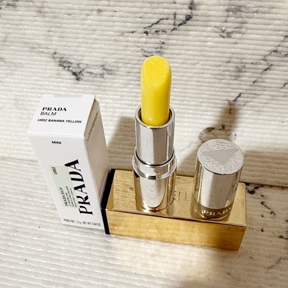Prada Lip Balm (U002 Banana Yellow) Golden Warm Luster With Banana Scent - Picture 3 of 7